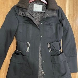 Zara Basic Black Zippered Winter Jacket - Size S